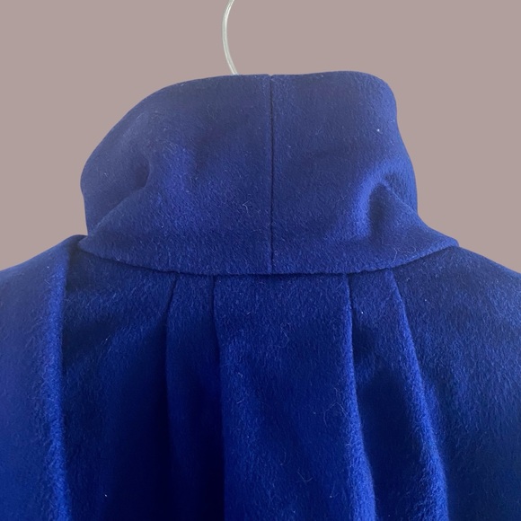 Vintage Gemini 100% Wool Cobalt Blue Scarf Wrap Coat Ruana Cape One Size - Picture 7 of 11